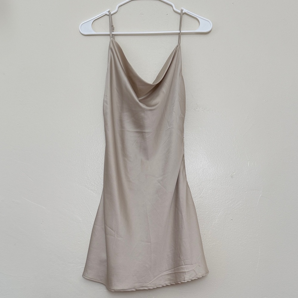 Garage Beige Satin Mini Dress